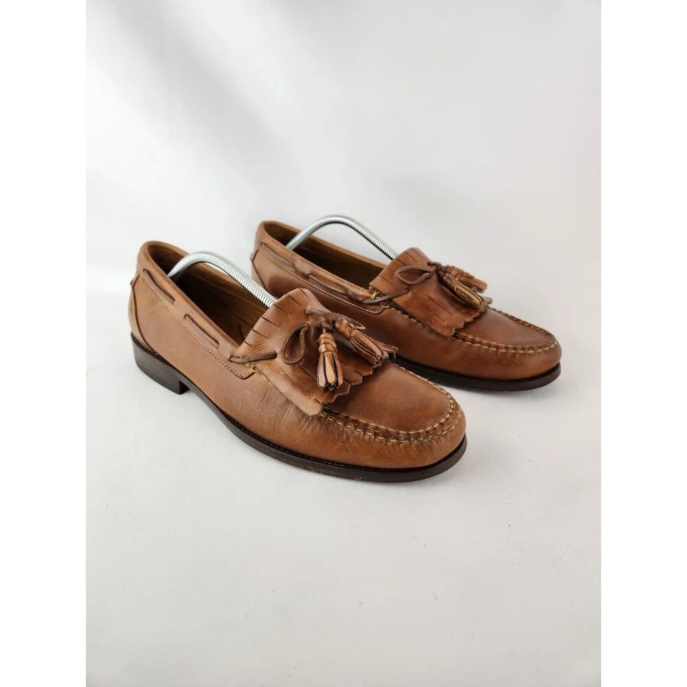 Johnston & Murphy Brown Tassel Fringe Leather Loafer Dress Shoes Men's US 12‎ M